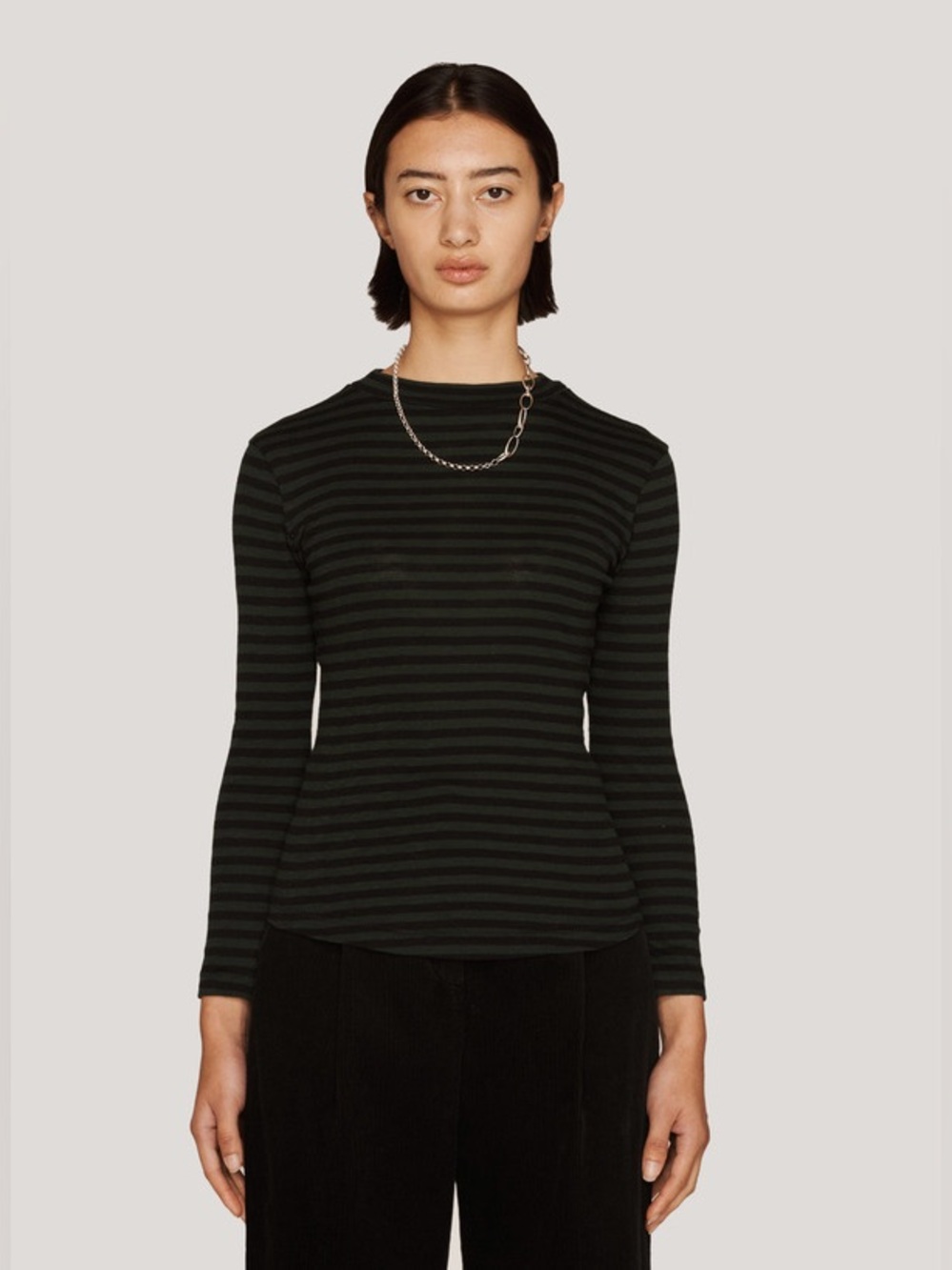 YMC High Rain Cotton Stripe Long Sleeve T-Shirt